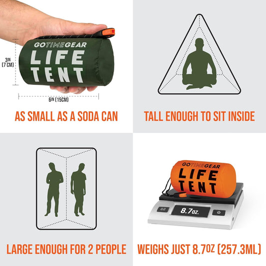 2-Person Survival Tent + Paracord w/Emergency Whistle