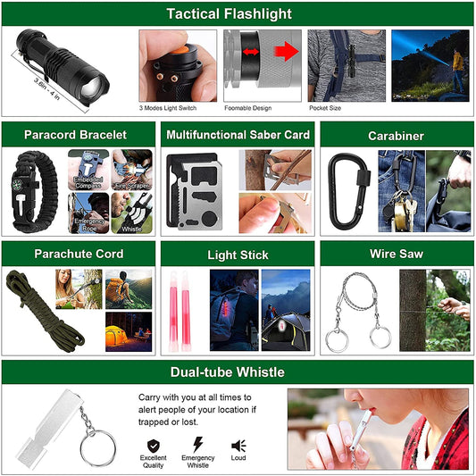 (142-Piece) Survival & First Aid Gear for Camping Adventures