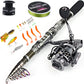 Fishing Rod Combos with Telescopic Fishing Pole Spinning Reels Fishing Carrier Bag for Travel Saltwater Freshwater Fishing