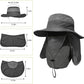 Wide Brim Fishing Hat with Sun Protection, Removable Face and Neck Flap (2-Pack)