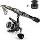 Fishing Rod Combos with Telescopic Fishing Pole Spinning Reels Fishing Carrier Bag for Travel Saltwater Freshwater Fishing