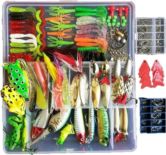 275-Piece Fishing Lure Kit (Frogs, Spoons, Grasshoppers) for Bass, Trout & Salmon
