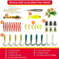 Fishing Lures Kit for Freshwater Bait Tackle Kit for Bass Trout Salmon Fishing Accessories Tackle Box Including Spoon Lures Soft Plastic Worms